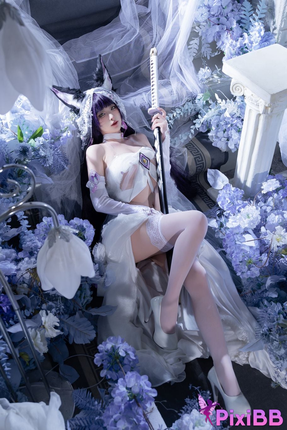 Cosplayer Yuno Shimizu azur lane Musashi wisteria flower PixiBB.COM 040