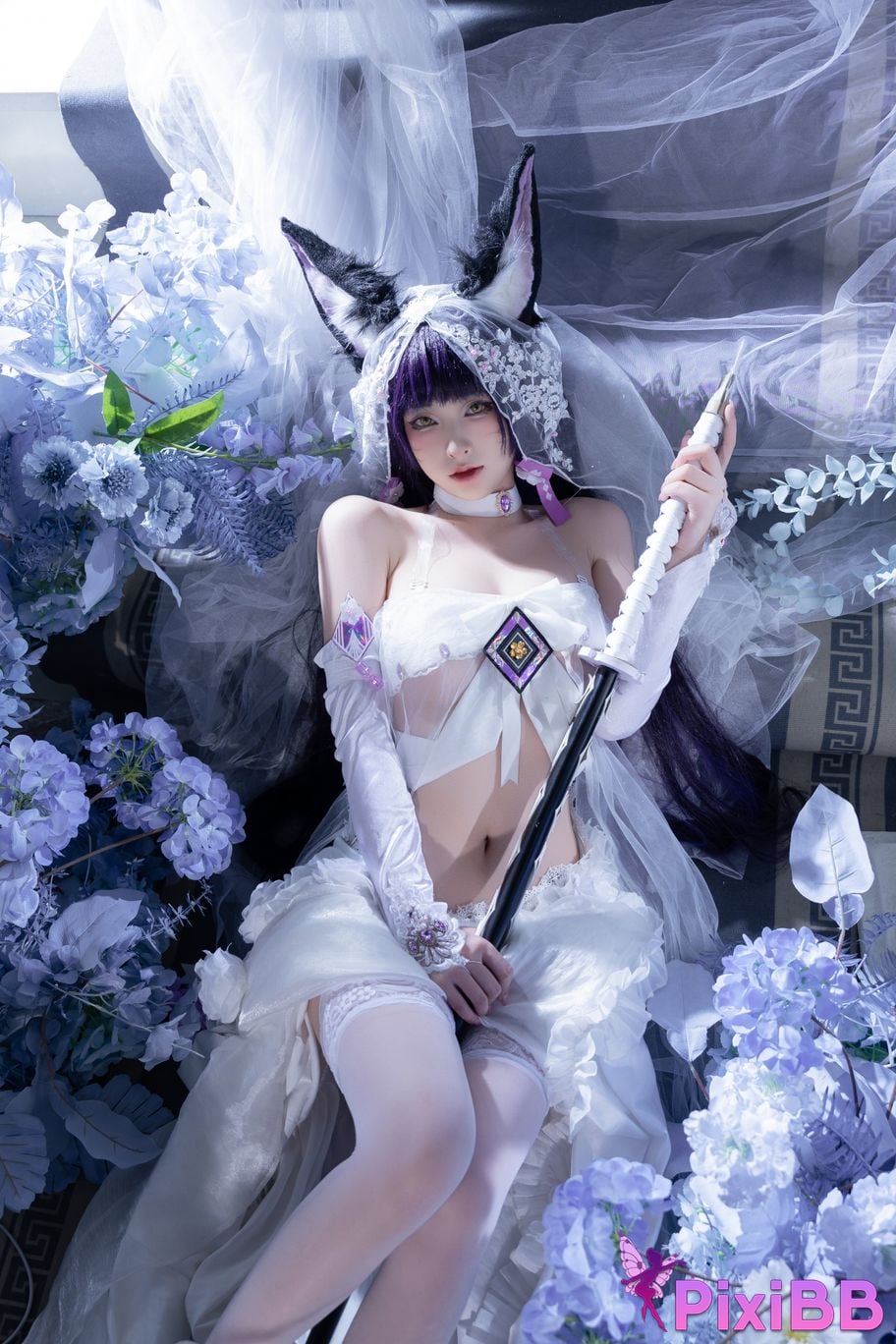 Cosplayer Yuno Shimizu azur lane Musashi wisteria flower PixiBB.COM 041