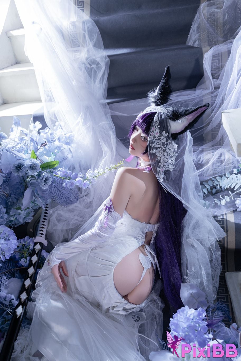 Cosplayer Yuno Shimizu azur lane Musashi wisteria flower PixiBB.COM 042