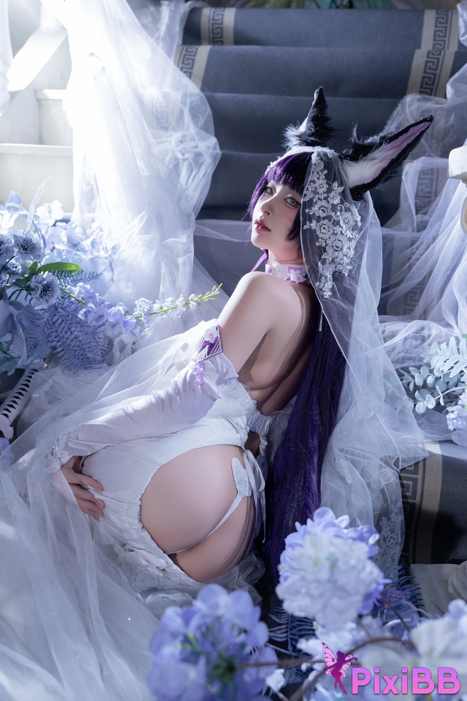 Cosplayer Yuno Shimizu azur lane Musashi wisteria flower PixiBB.COM 043