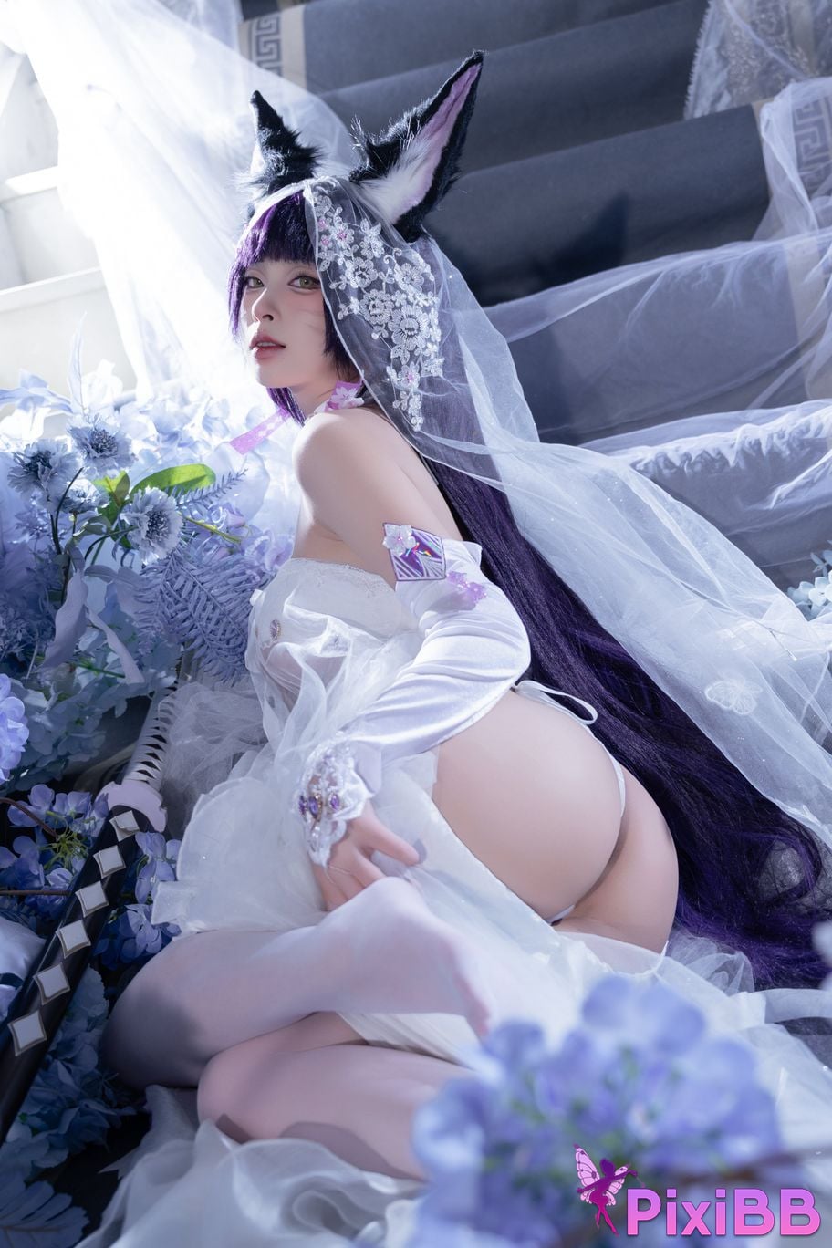 Cosplayer Yuno Shimizu azur lane Musashi wisteria flower PixiBB.COM 045