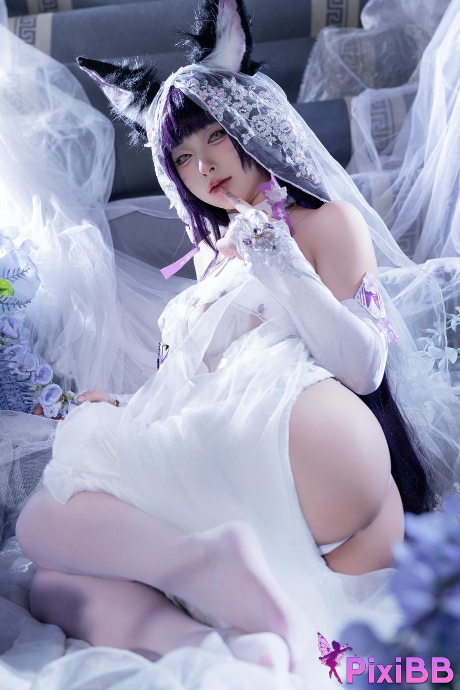 Cosplayer Yuno Shimizu azur lane Musashi wisteria flower PixiBB.COM 048