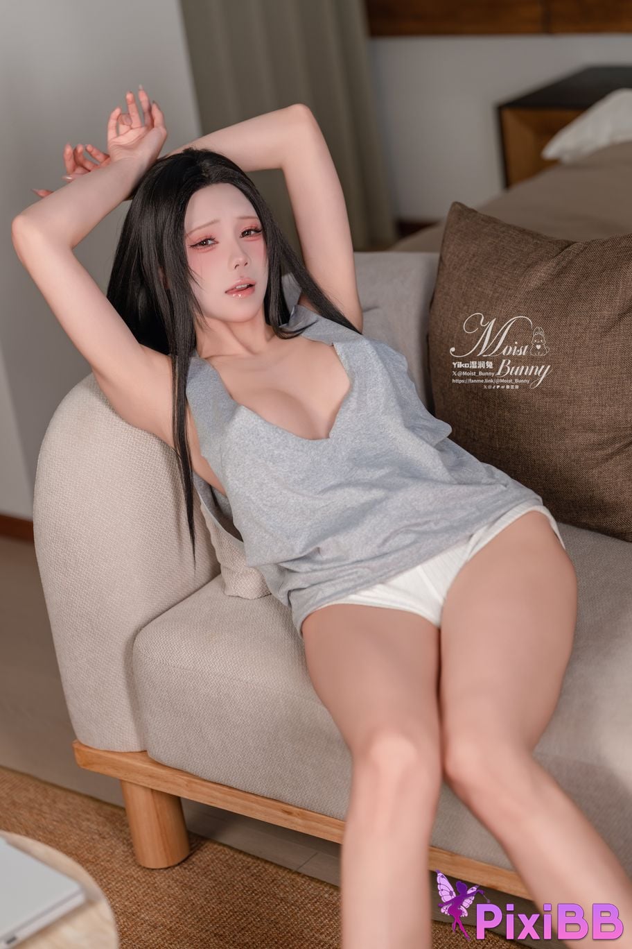 Cosplayer Sticky Dumpling Rabbit 12 monthly works Have a drink PixiBB.COM 021