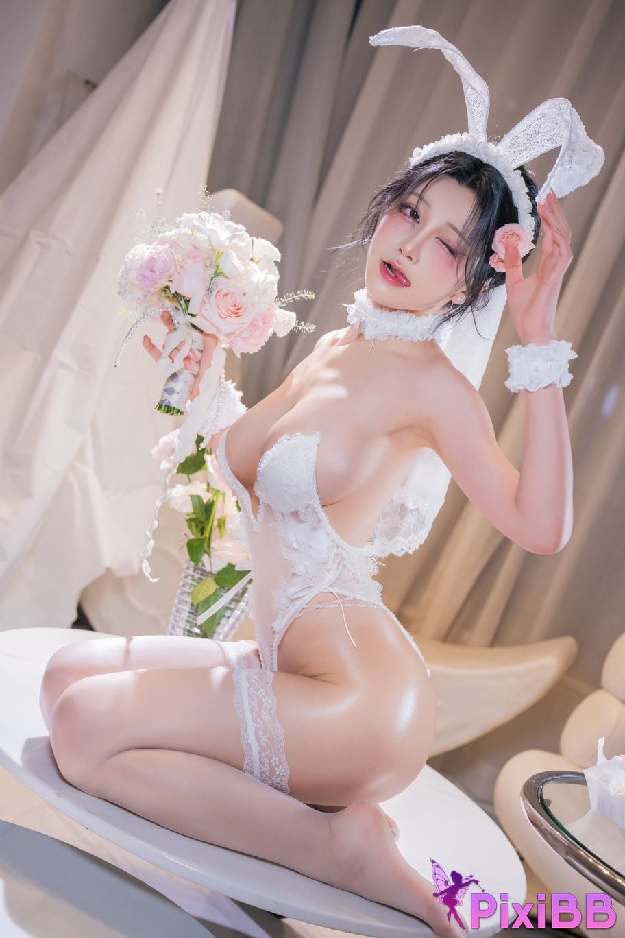 Cosplayer shuimiao Aqua Birthday Bunny birthday wedding bunny girl PixiBB.COM 046