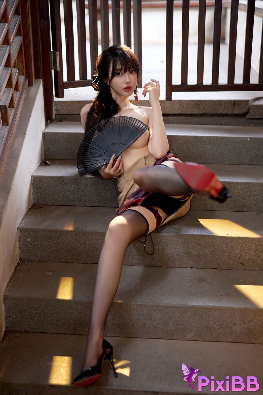 No watermark for in app purchases Yueer Yue er XIUREN model purple cheongsam PixiBB.COM 007