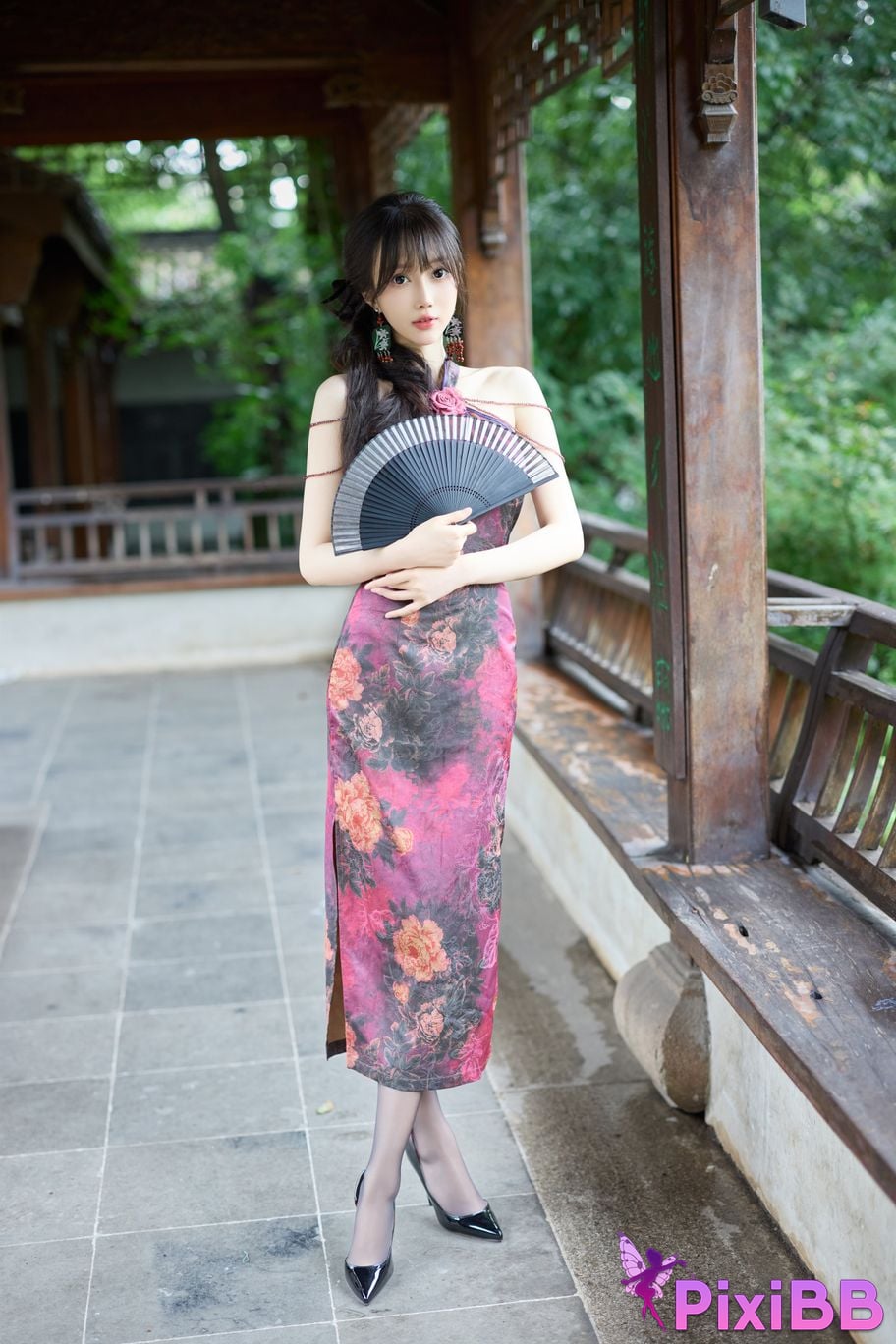 No watermark for in app purchases Yueer Yue er XIUREN model purple cheongsam PixiBB.COM 008