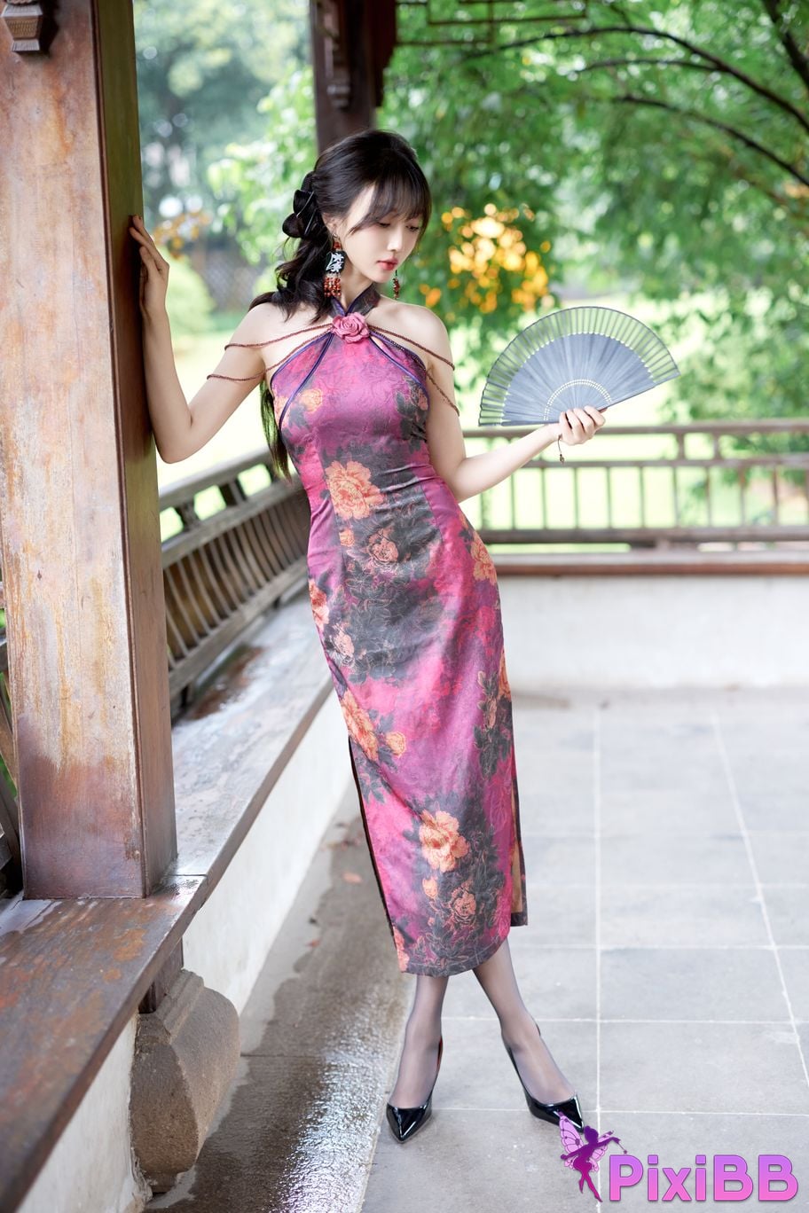 No watermark for in app purchases Yueer Yue er XIUREN model purple cheongsam PixiBB.COM 011