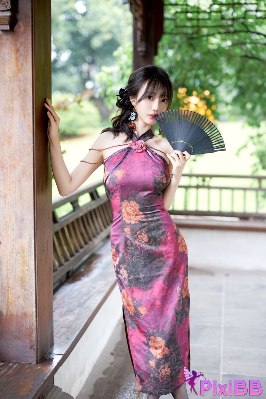 No watermark for in app purchases Yueer Yue er XIUREN model purple cheongsam PixiBB.COM 012