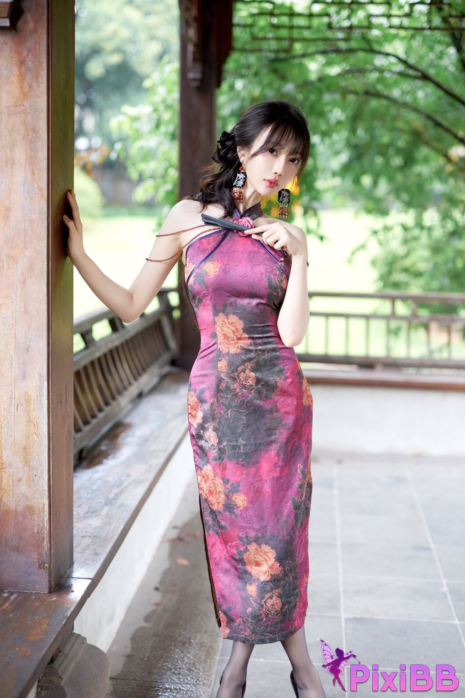 No watermark for in app purchases Yueer Yue er XIUREN model purple cheongsam PixiBB.COM 013