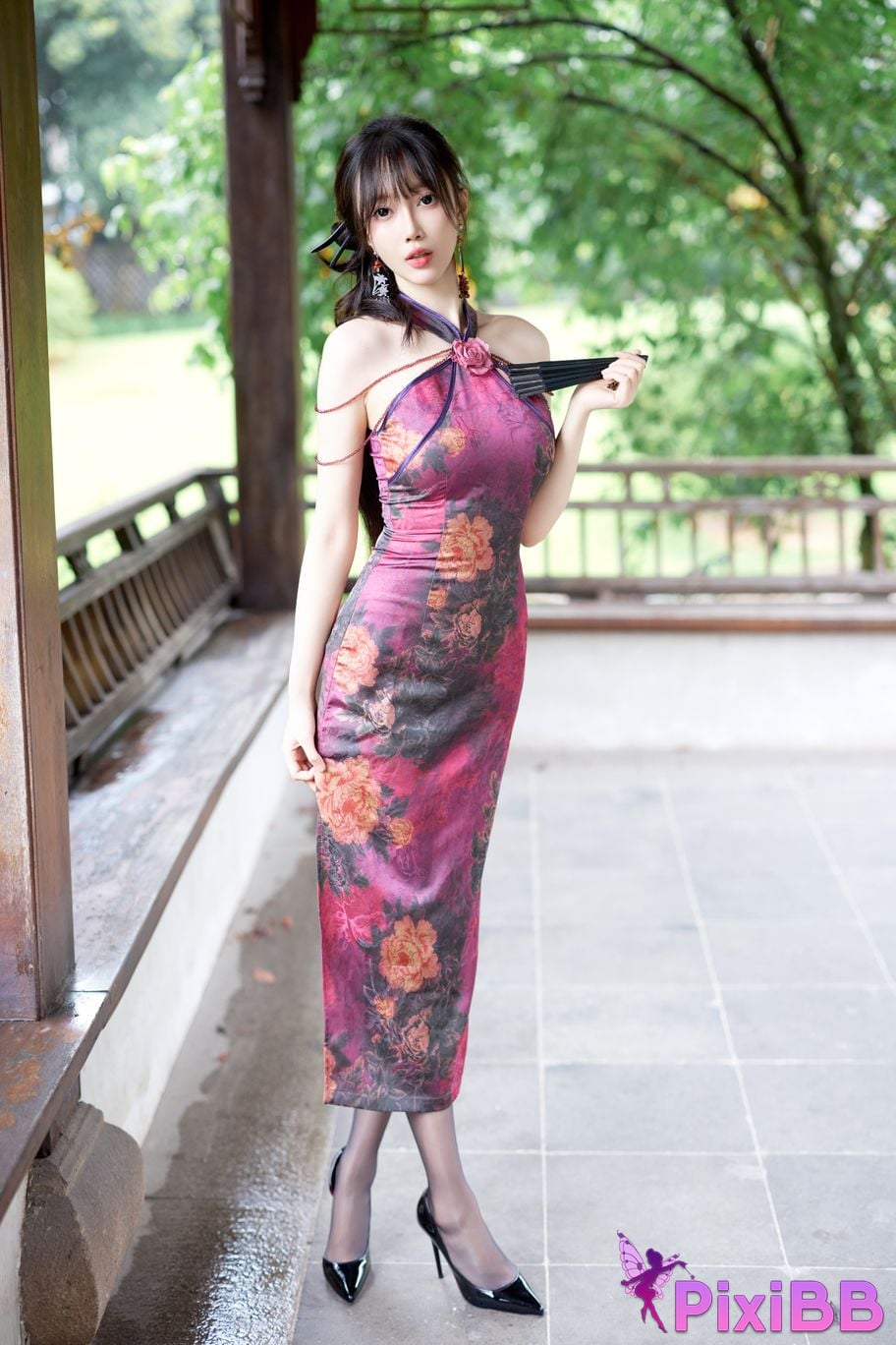 No watermark for in app purchases Yueer Yue er XIUREN model purple cheongsam PixiBB.COM 014