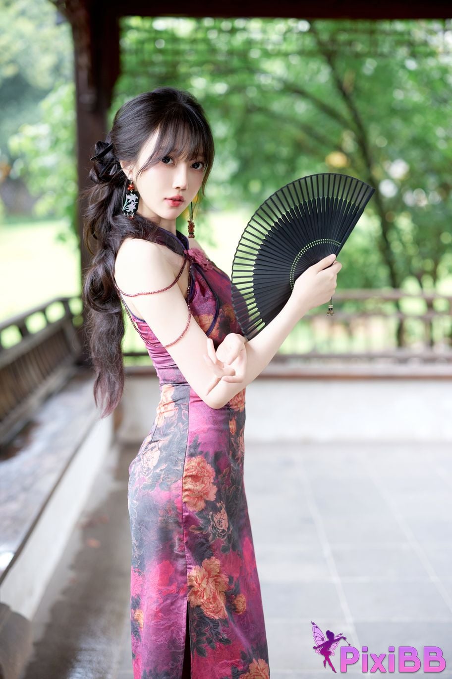 No watermark for in app purchases Yueer Yue er XIUREN model purple cheongsam PixiBB.COM 017