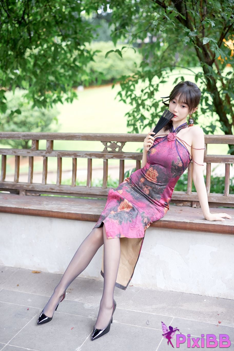 No watermark for in app purchases Yueer Yue er XIUREN model purple cheongsam PixiBB.COM 021