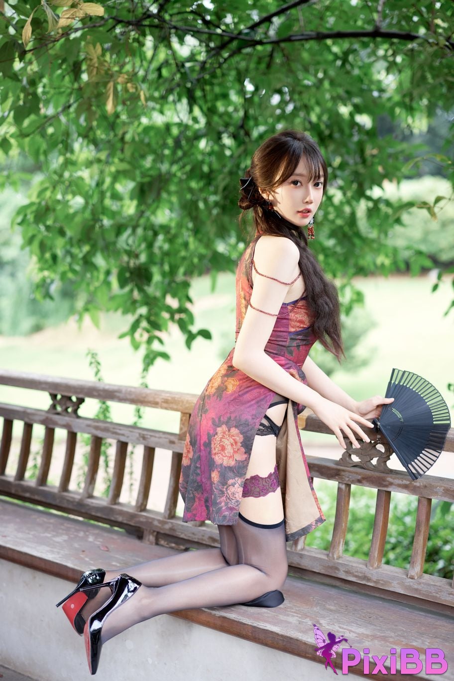 No watermark for in app purchases Yueer Yue er XIUREN model purple cheongsam PixiBB.COM 031