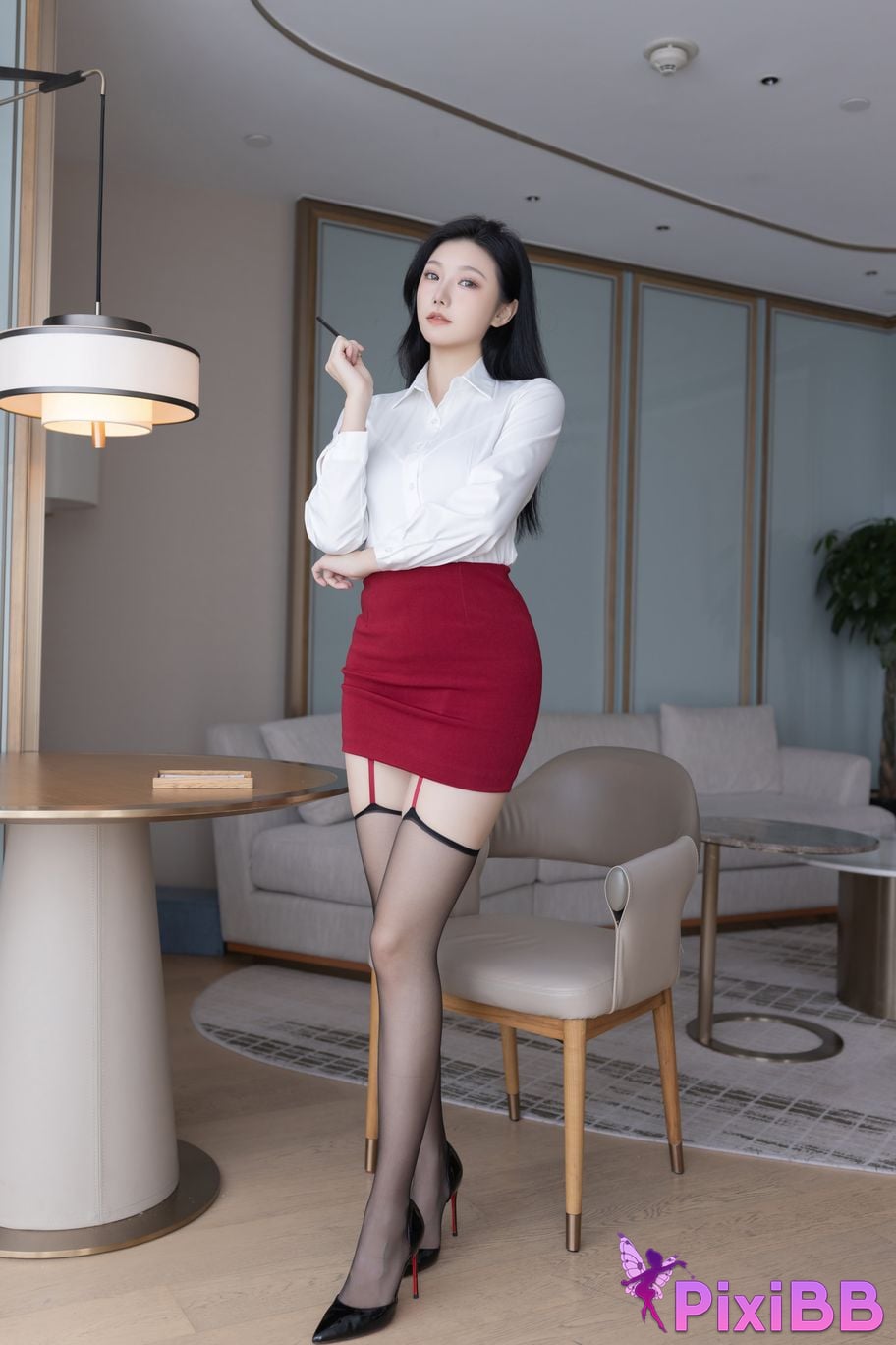 No watermark for in app purchases safely anran XIUREN model red dress OL PixiBB.COM 004