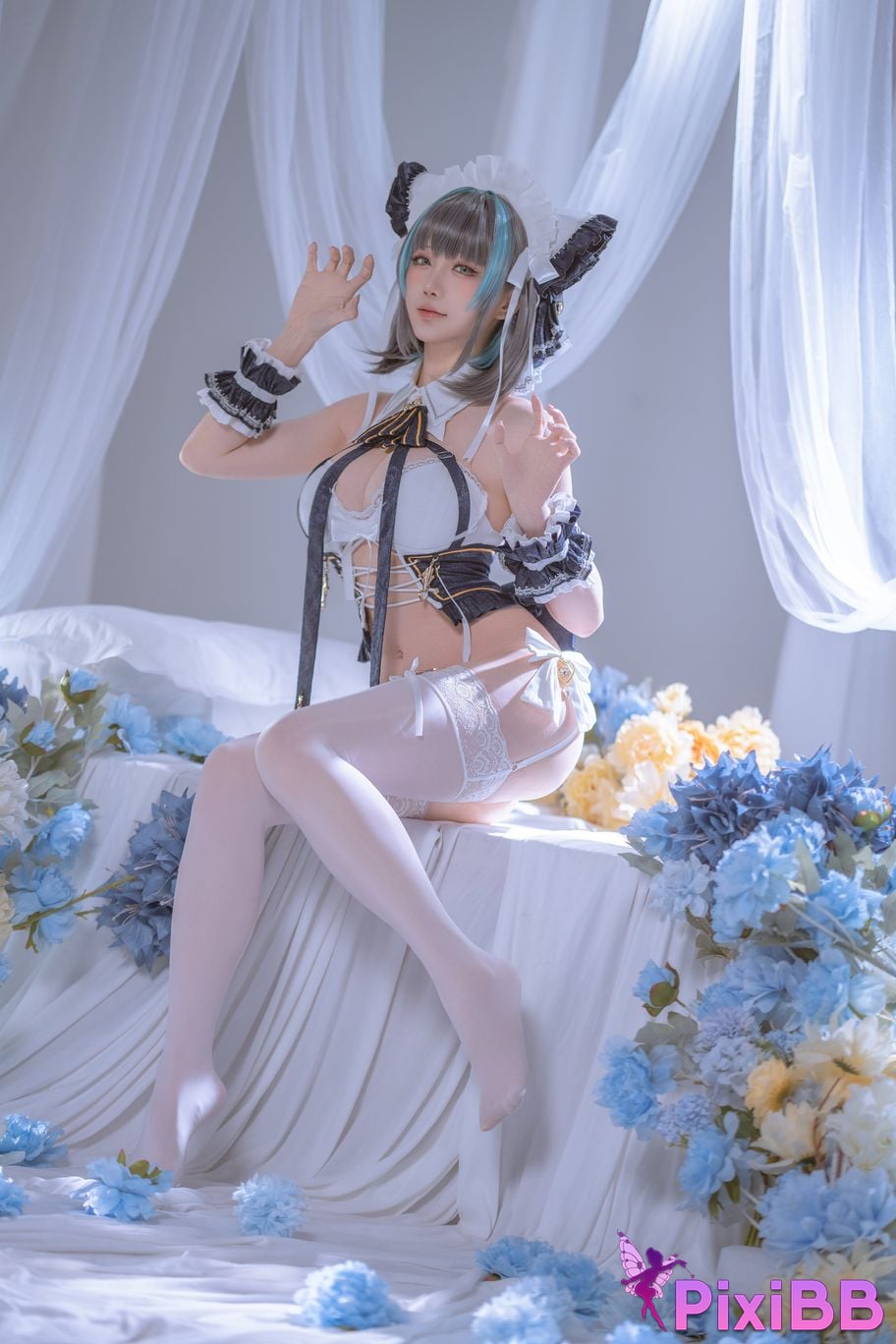 Cosplayer The star is late Hoshilily azur lane Cheshire PixiBB.COM 012