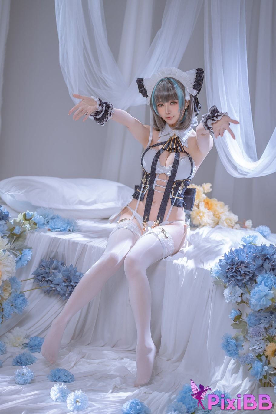 Cosplayer The star is late Hoshilily azur lane Cheshire PixiBB.COM 018