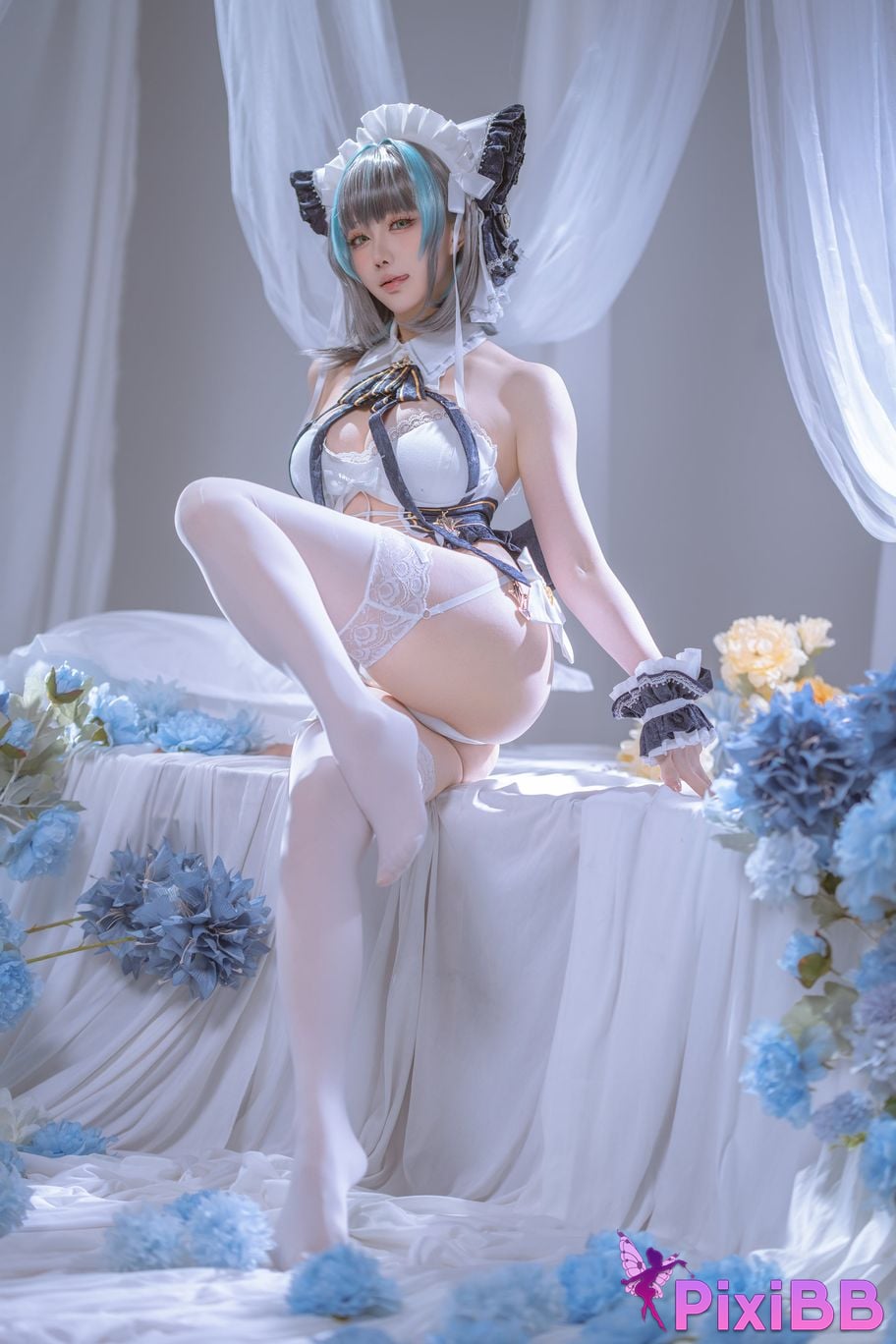 Cosplayer The star is late Hoshilily azur lane Cheshire PixiBB.COM 022