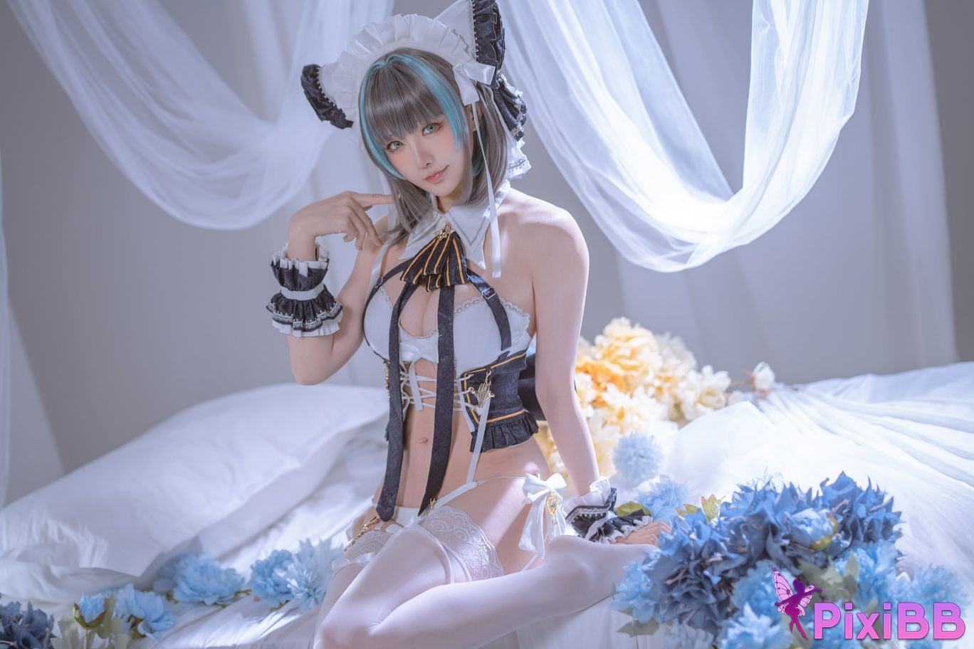 Cosplayer The star is late Hoshilily azur lane Cheshire PixiBB.COM 023