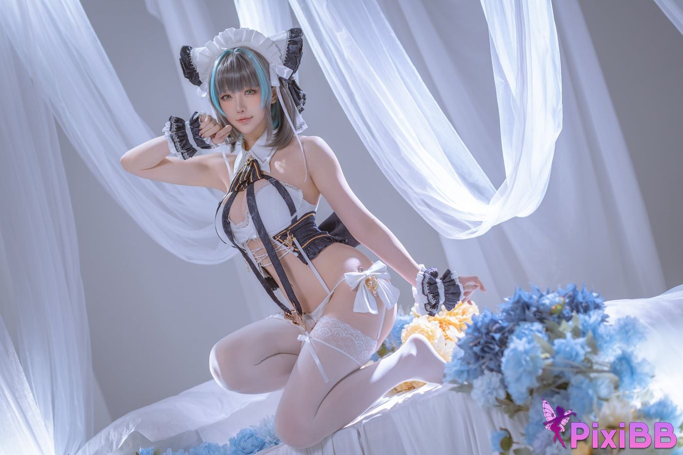 Cosplayer The star is late Hoshilily azur lane Cheshire PixiBB.COM 034