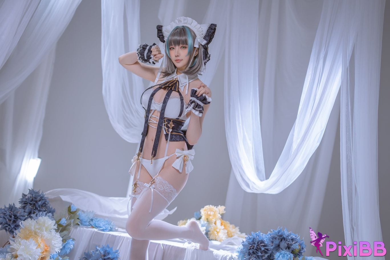Cosplayer The star is late Hoshilily azur lane Cheshire PixiBB.COM 039