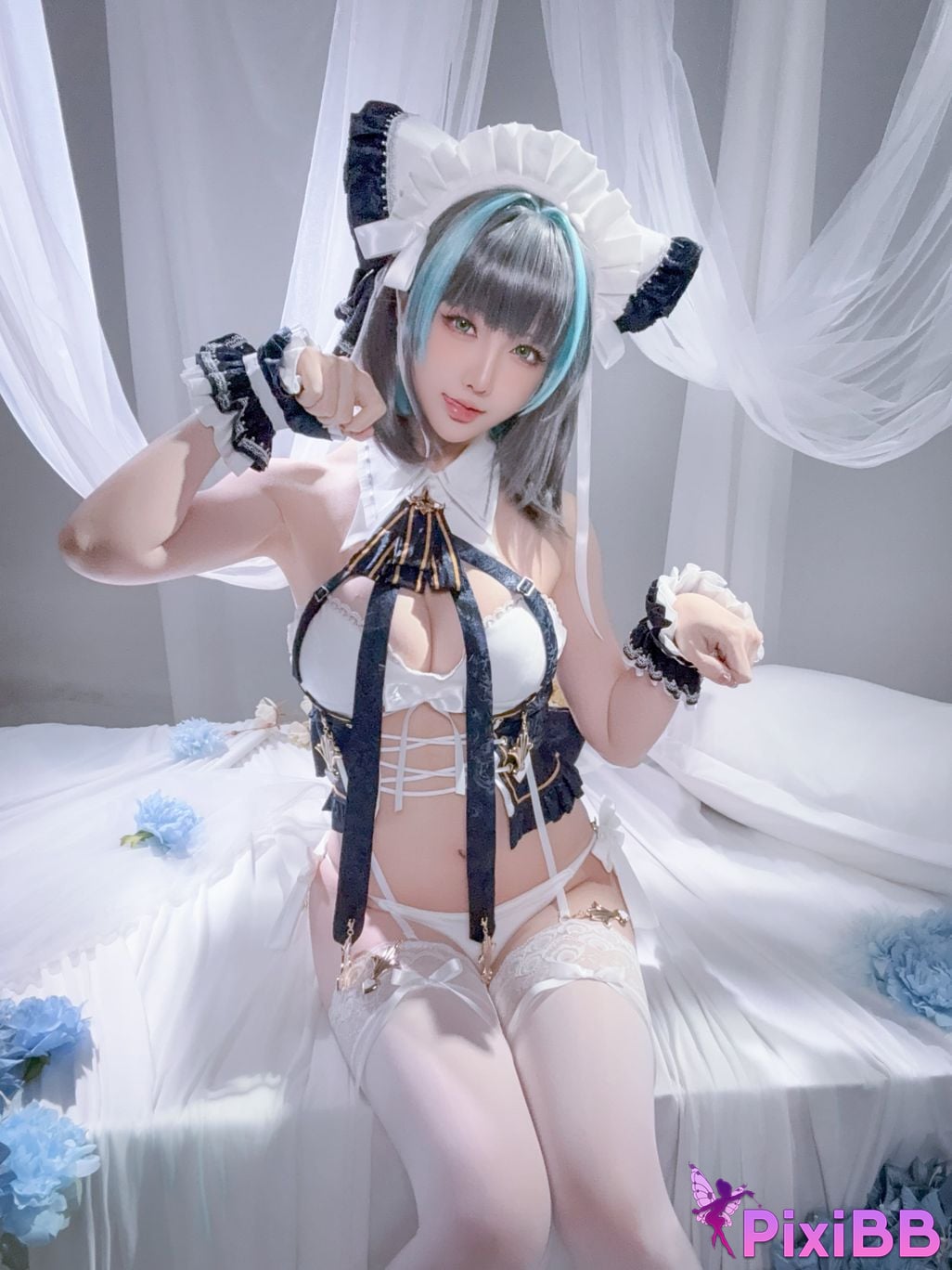 Cosplayer The star is late Hoshilily azur lane Cheshire PixiBB.COM 041