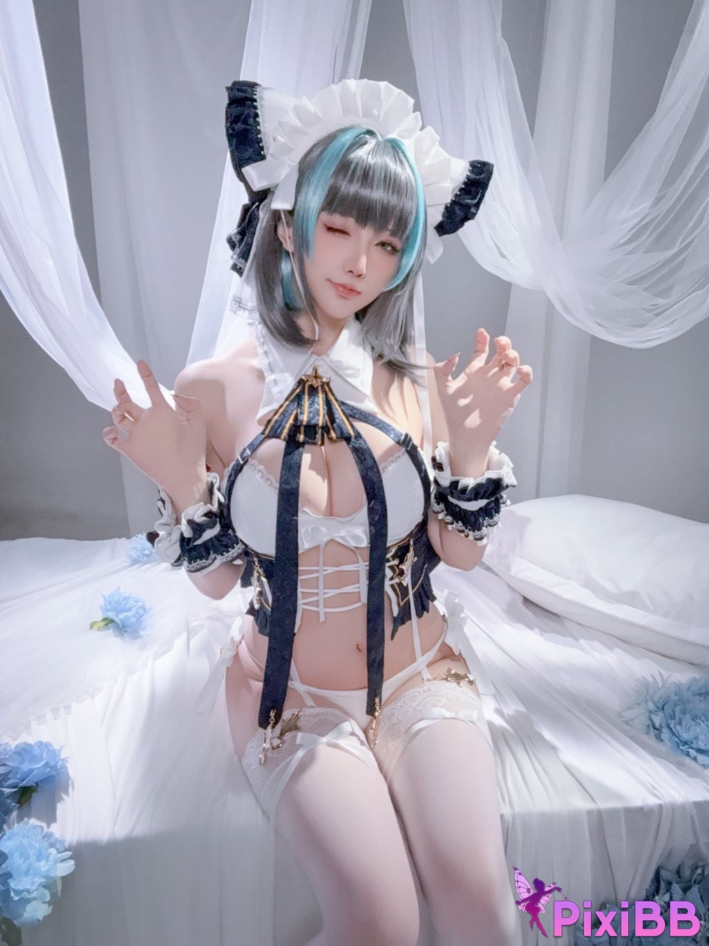 Cosplayer The star is late Hoshilily azur lane Cheshire PixiBB.COM 042