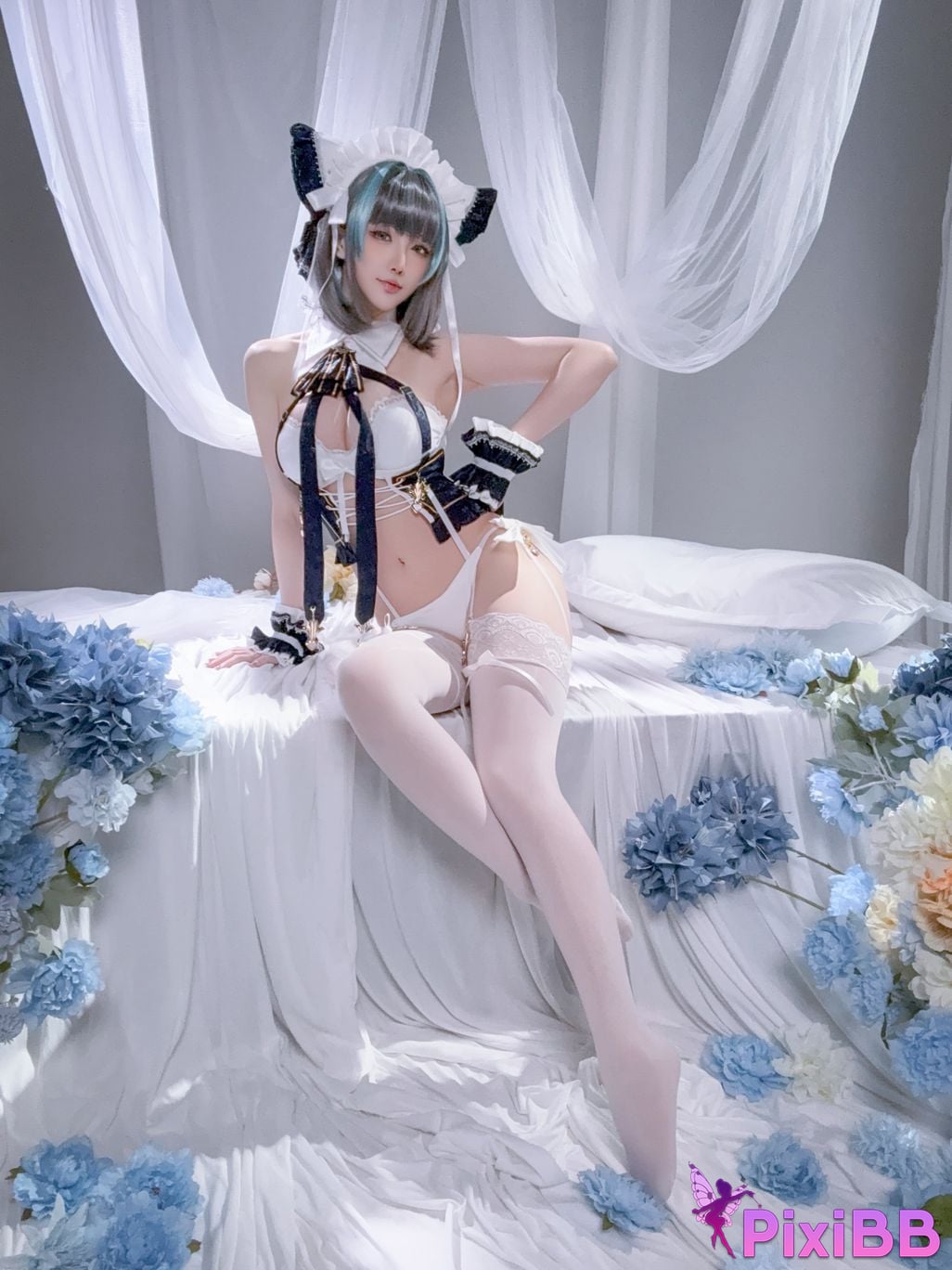 Cosplayer The star is late Hoshilily azur lane Cheshire PixiBB.COM 047