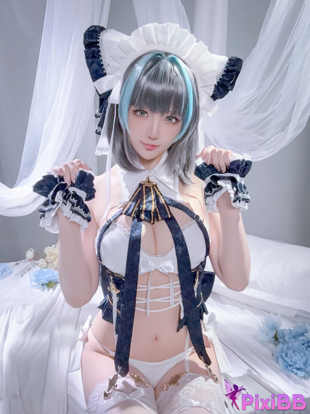 Cosplayer The star is late Hoshilily azur lane Cheshire PixiBB.COM 048