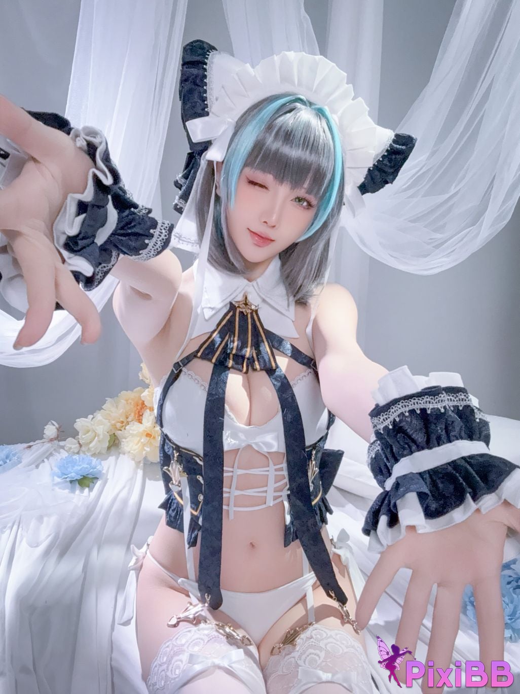 Cosplayer The star is late Hoshilily azur lane Cheshire PixiBB.COM 049