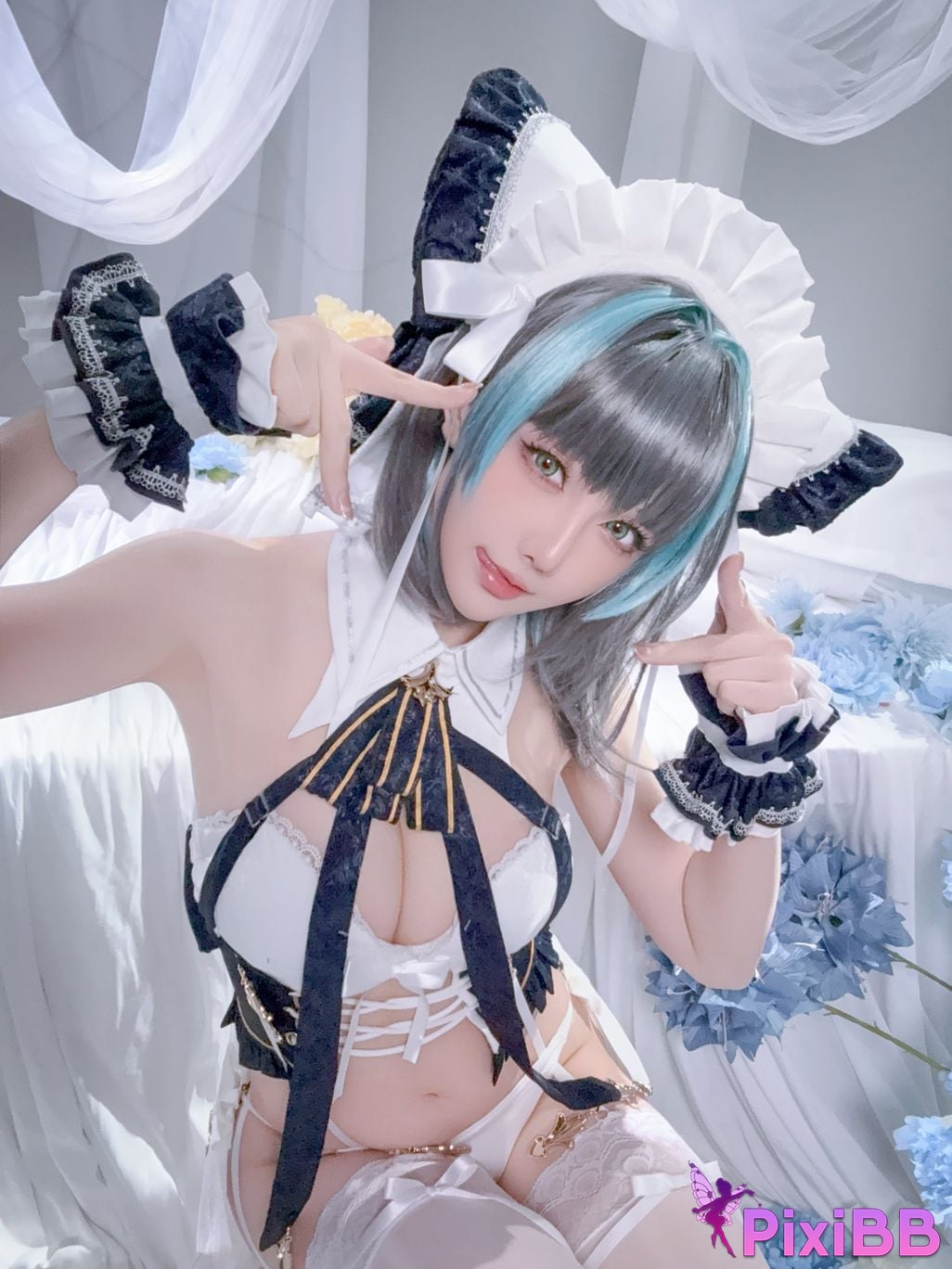 Cosplayer The star is late Hoshilily azur lane Cheshire PixiBB.COM 051