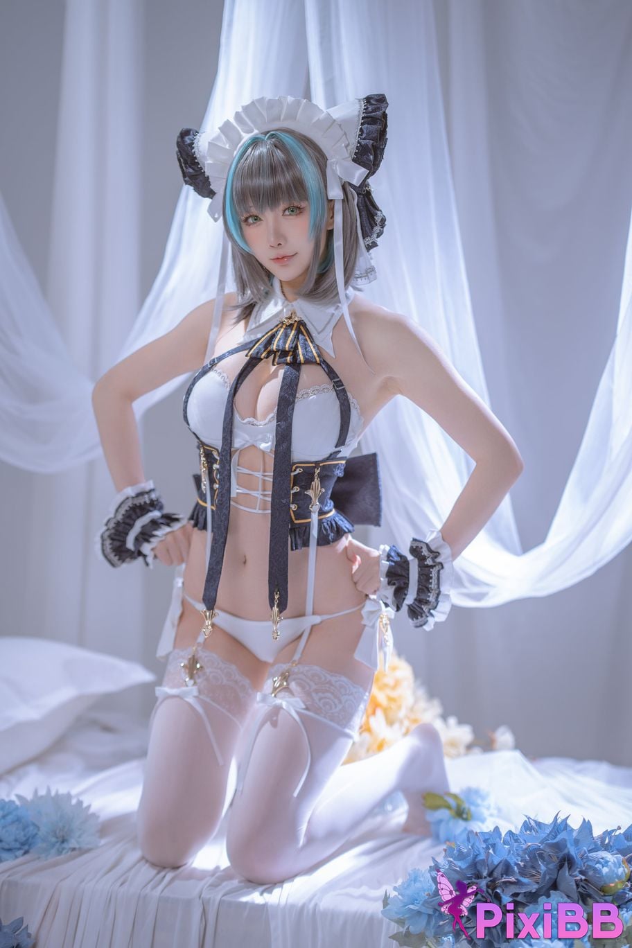 Cosplayer The star is late Hoshilily azur lane Cheshire PixiBB.COM 052