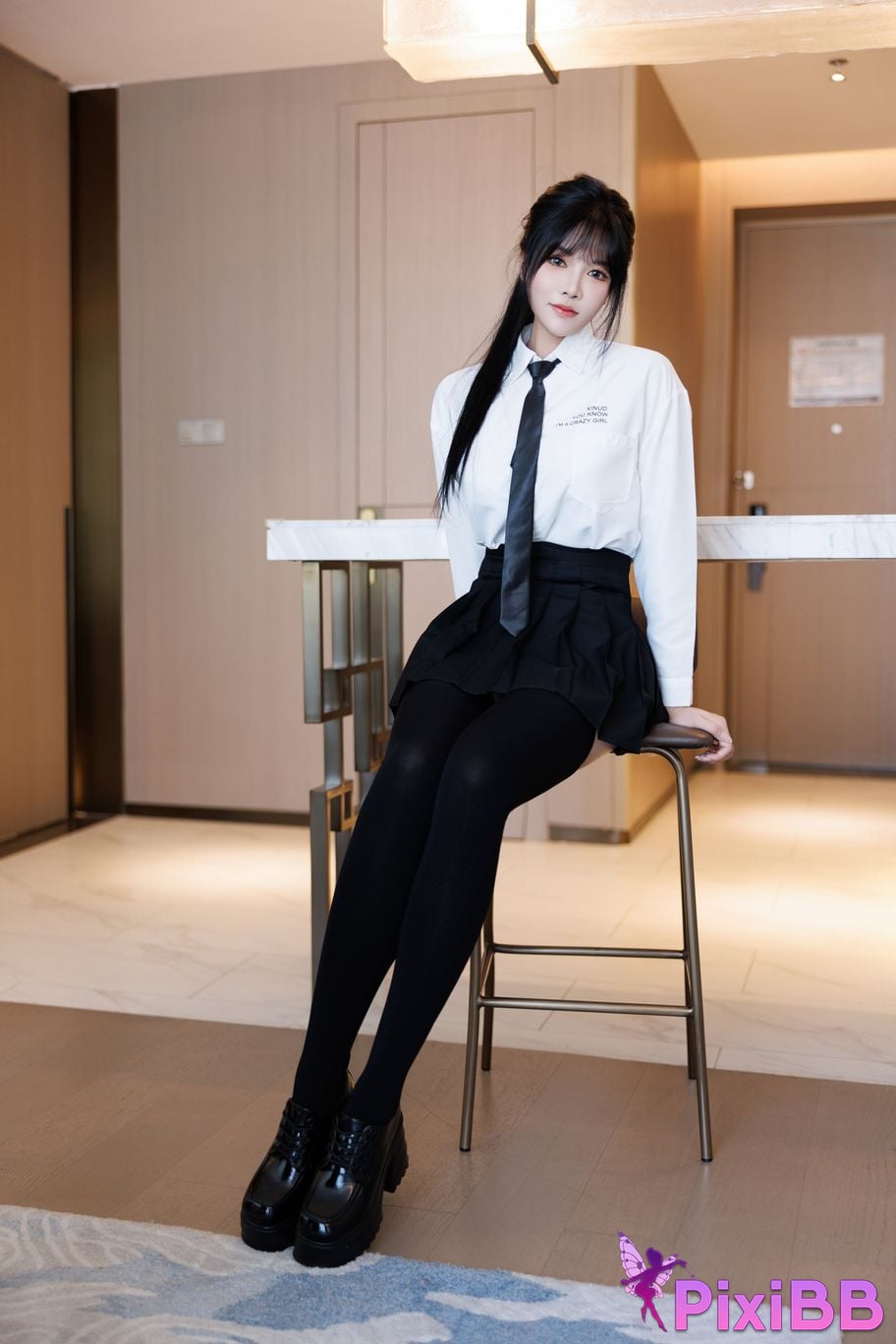 No watermark for in app purchases Na Bi Nabi XIUREN model student uniform PixiBB.COM 001