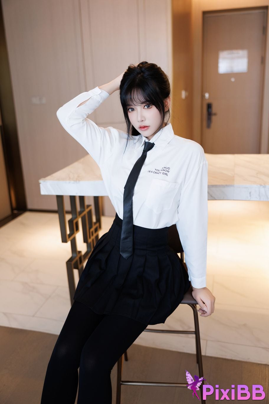 No watermark for in app purchases Na Bi Nabi XIUREN model student uniform PixiBB.COM 002