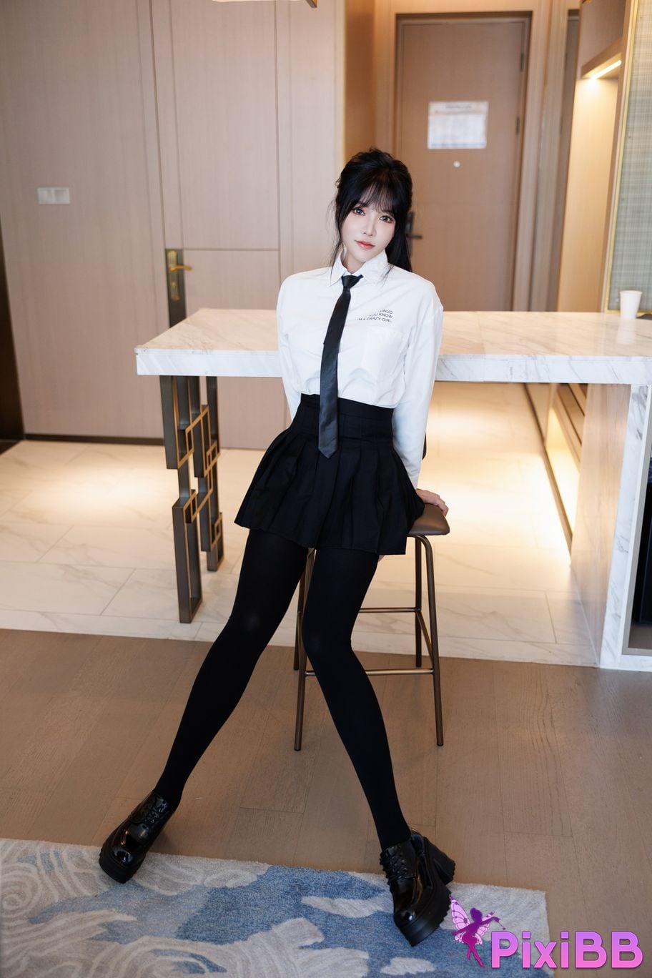 No watermark for in app purchases Na Bi Nabi XIUREN model student uniform PixiBB.COM 003