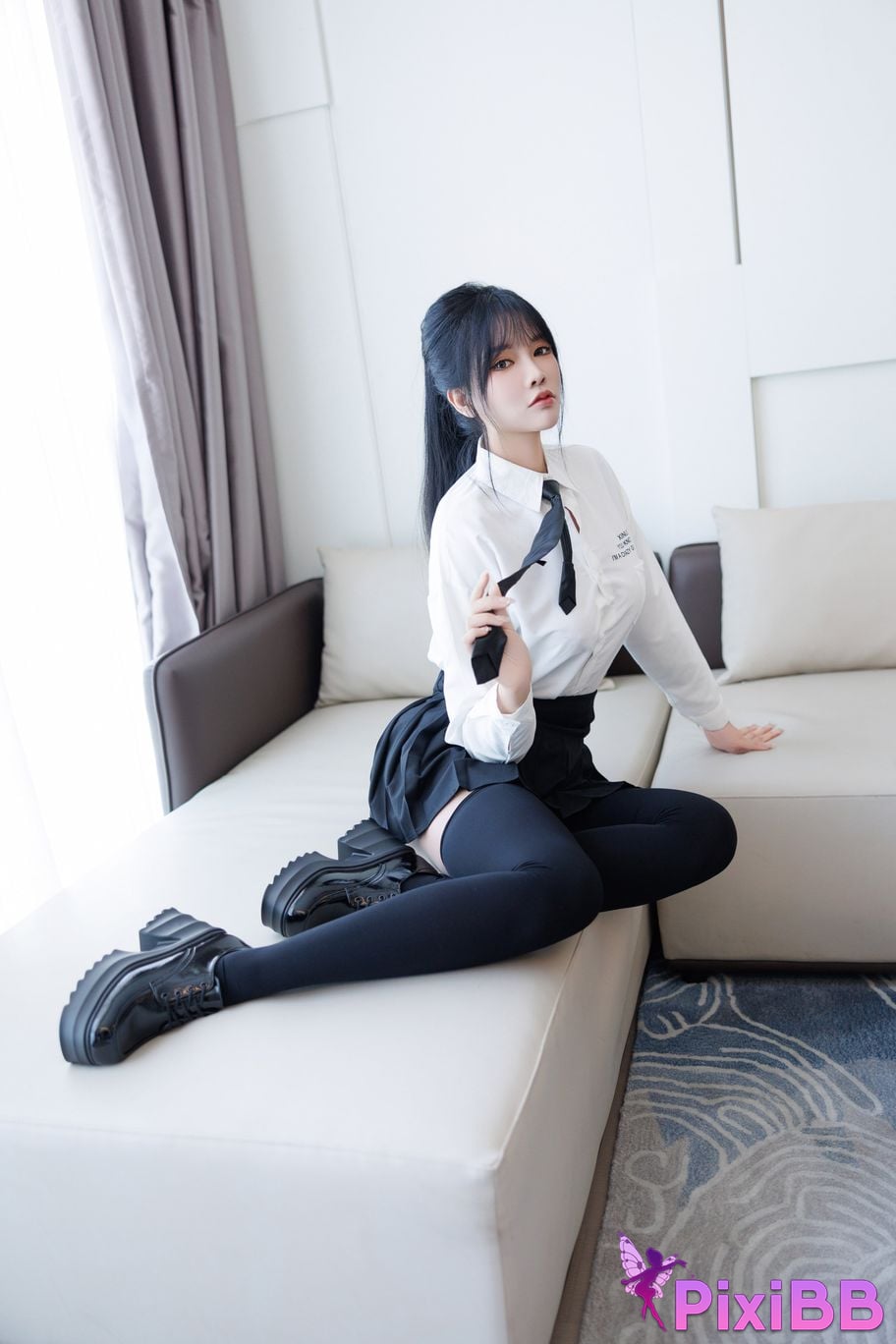 No watermark for in app purchases Na Bi Nabi XIUREN model student uniform PixiBB.COM 012