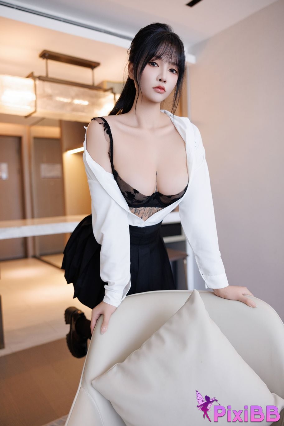 No watermark for in app purchases Na Bi Nabi XIUREN model student uniform PixiBB.COM 020