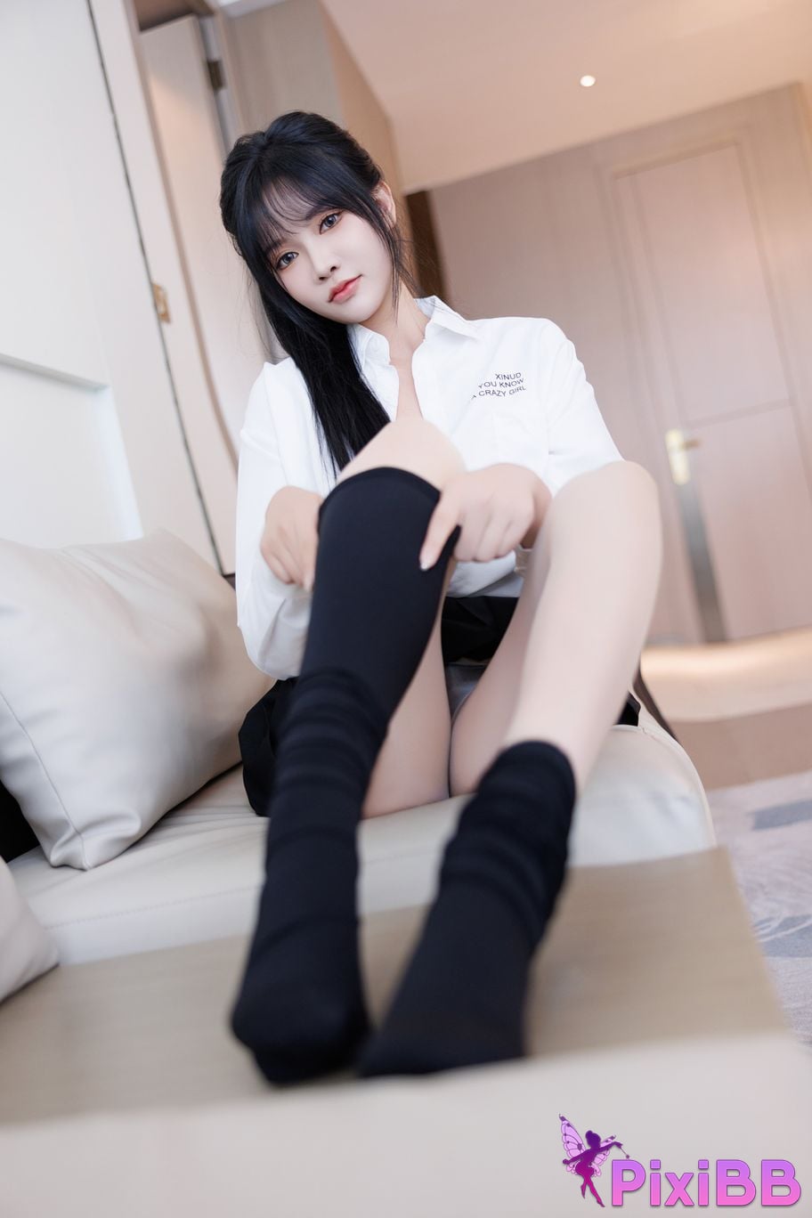 No watermark for in app purchases Na Bi Nabi XIUREN model student uniform PixiBB.COM 027