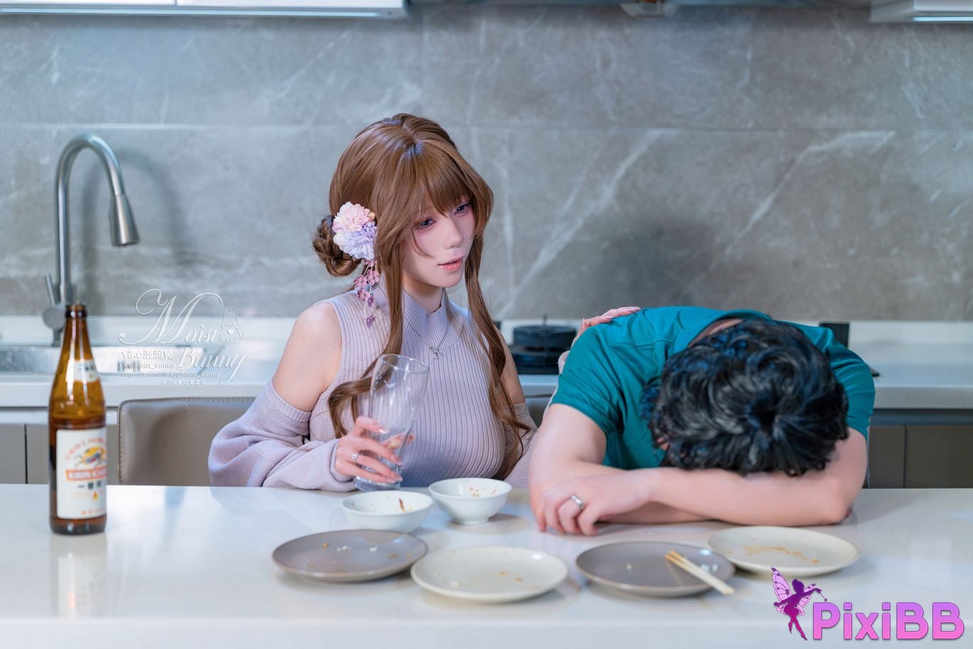 Cosplayer Sticky Dumpling Rabbit 2601 monthly works beside husband PixiBB.COM 034