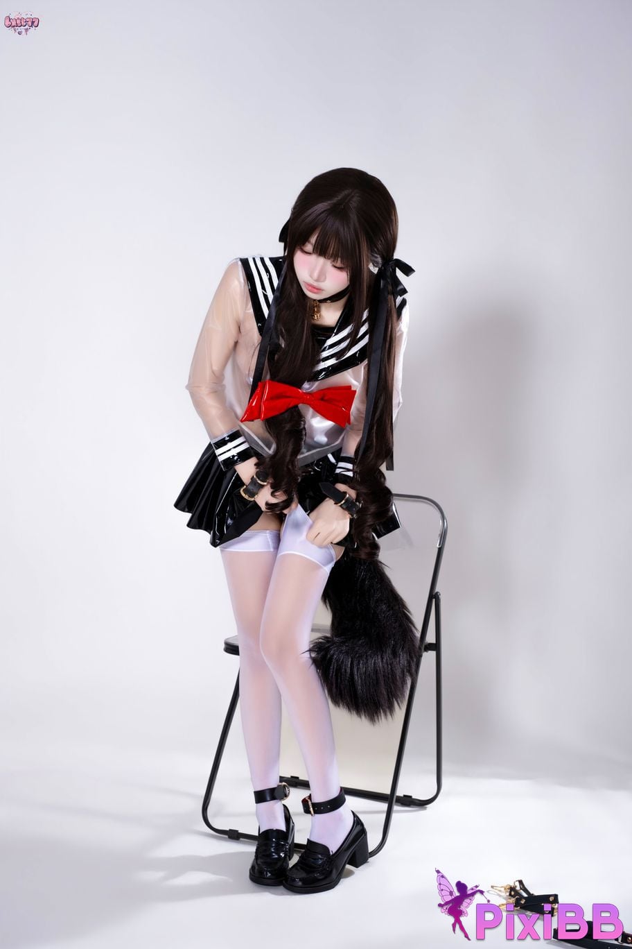 Cosplayer Qiqi be good Transparent animal tail JK PixiBB.COM 001