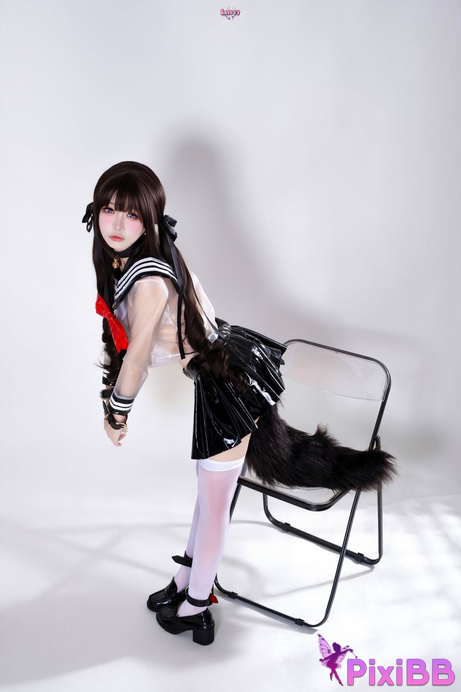 Cosplayer Qiqi be good Transparent animal tail JK PixiBB.COM 008