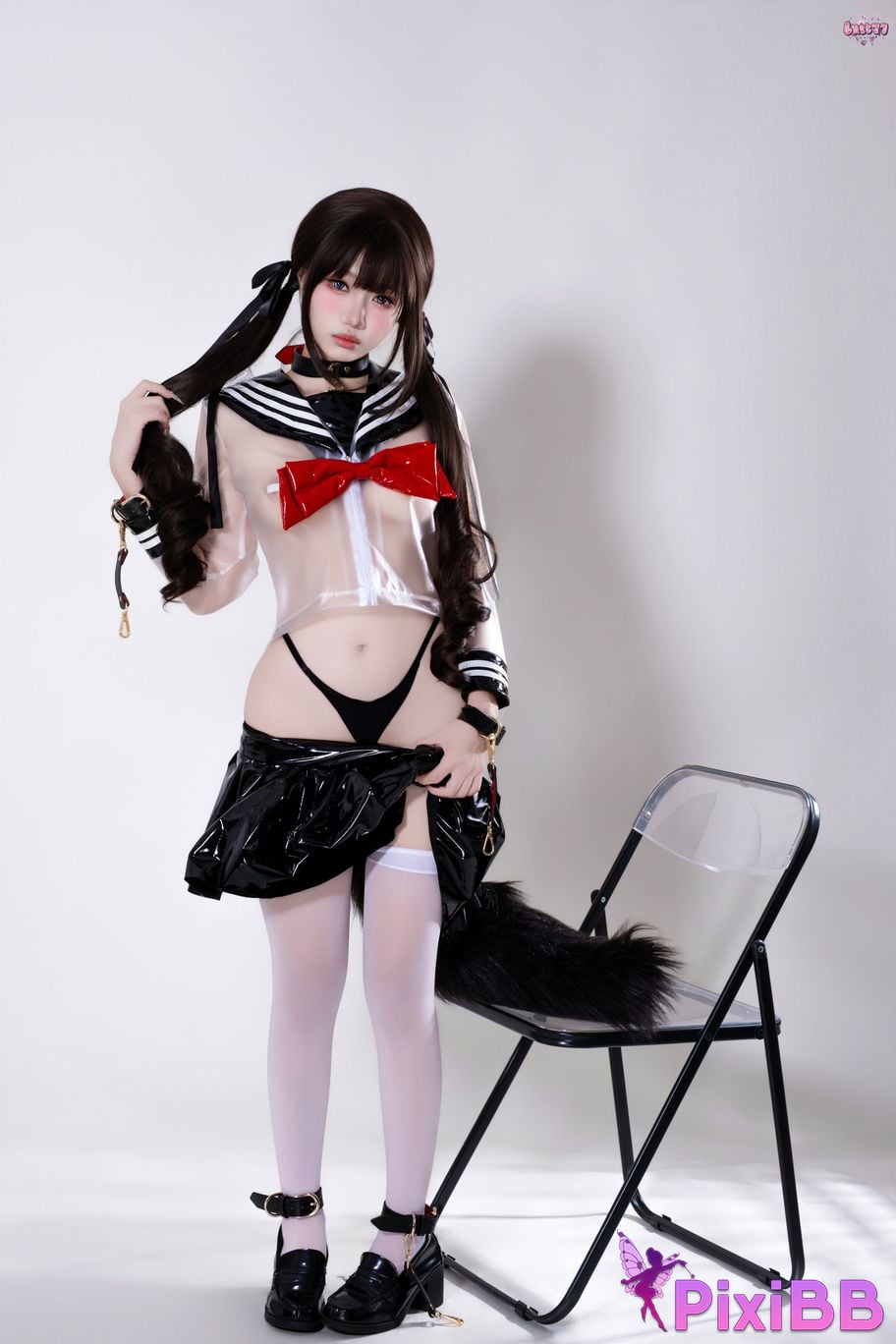 Cosplayer Qiqi be good Transparent animal tail JK PixiBB.COM 059