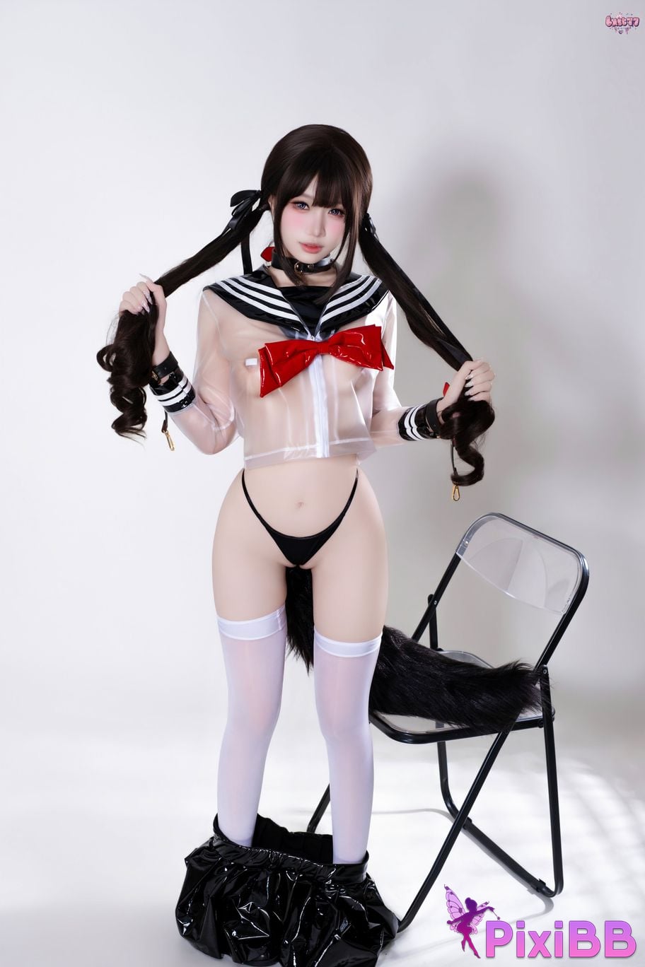 Cosplayer Qiqi be good Transparent animal tail JK PixiBB.COM 061
