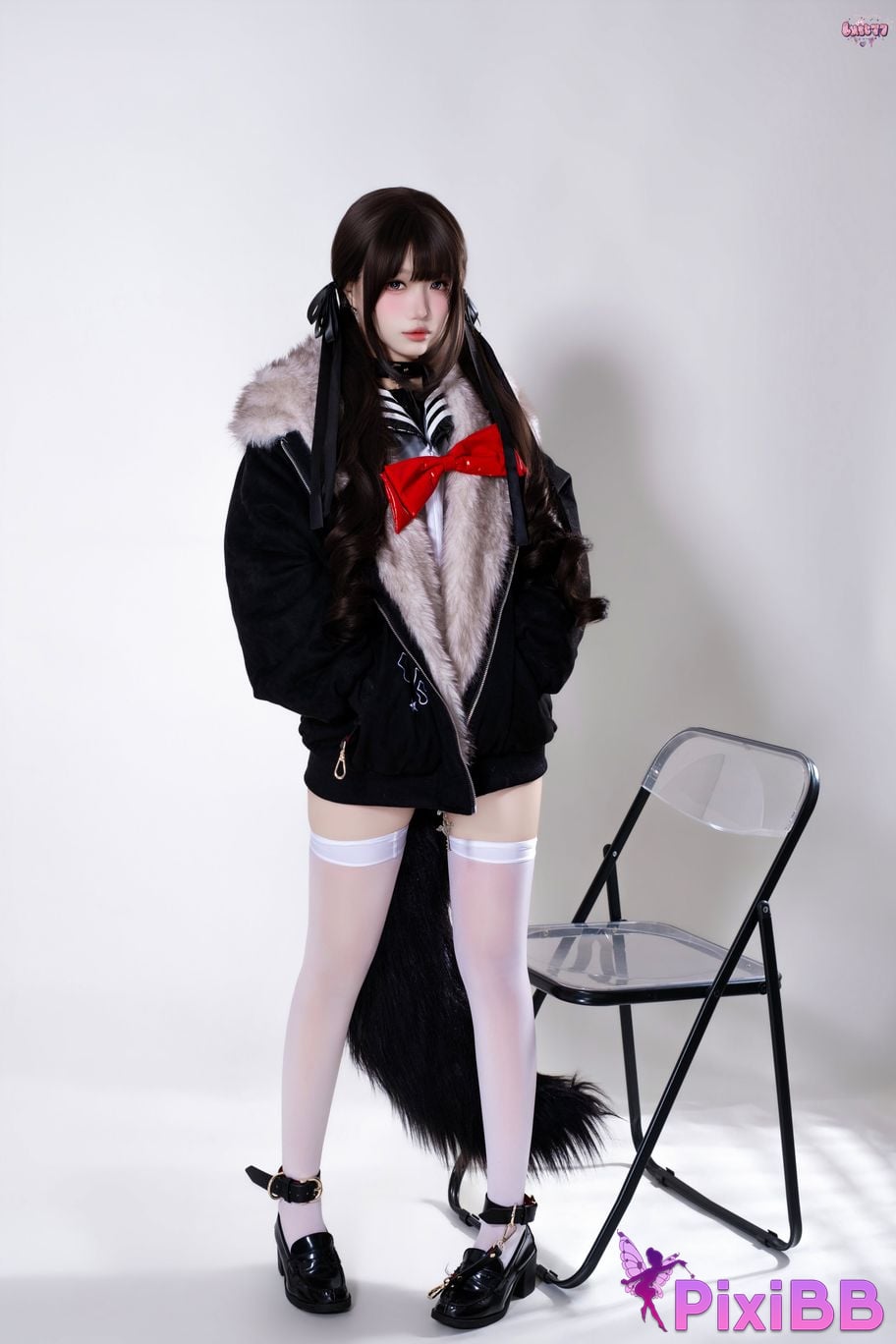 Cosplayer Qiqi be good Transparent animal tail JK PixiBB.COM 065