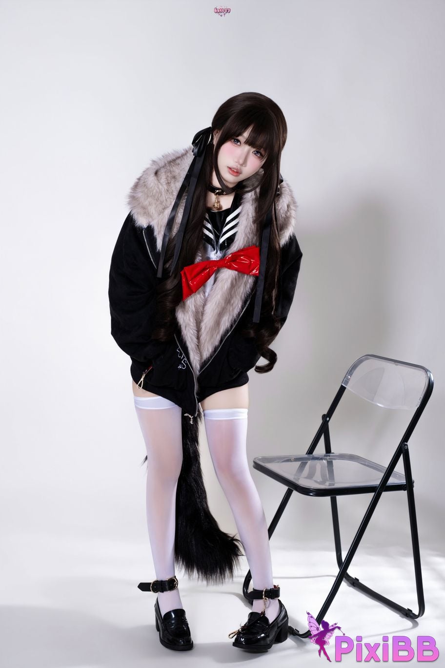 Cosplayer Qiqi be good Transparent animal tail JK PixiBB.COM 066
