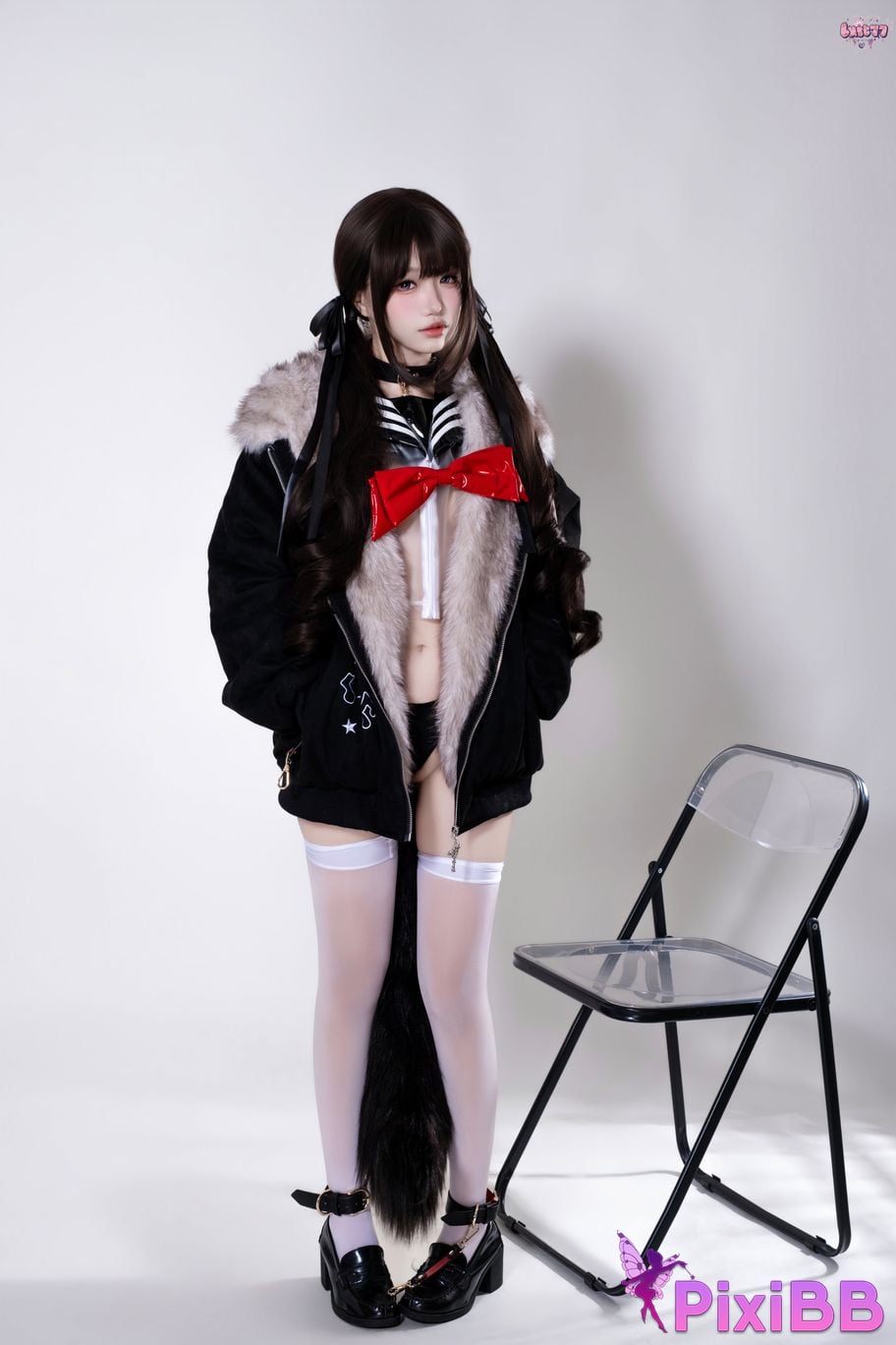 Cosplayer Qiqi be good Transparent animal tail JK PixiBB.COM 067
