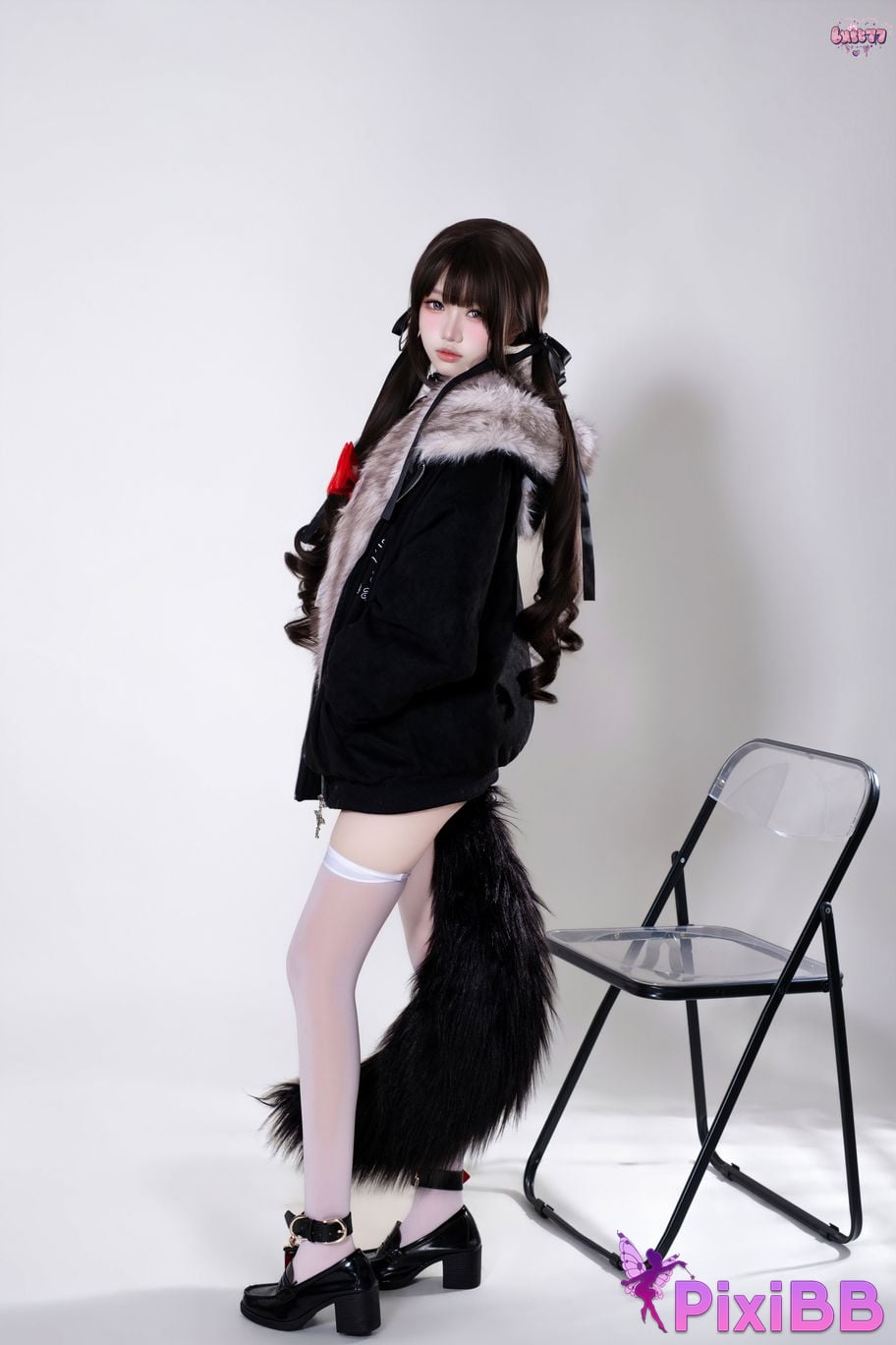Cosplayer Qiqi be good Transparent animal tail JK PixiBB.COM 068
