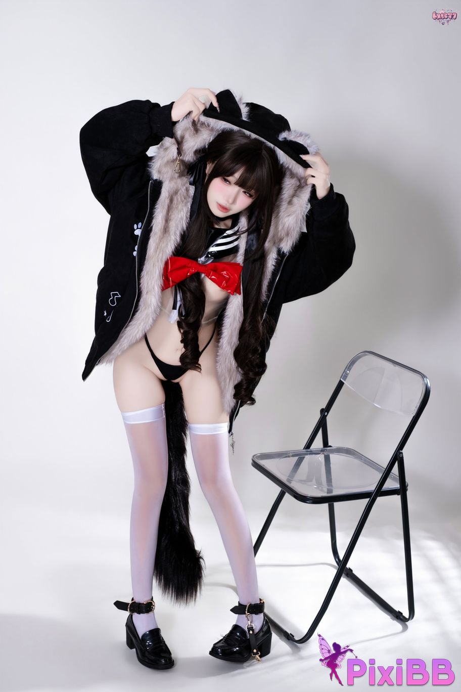 Cosplayer Qiqi be good Transparent animal tail JK PixiBB.COM 069