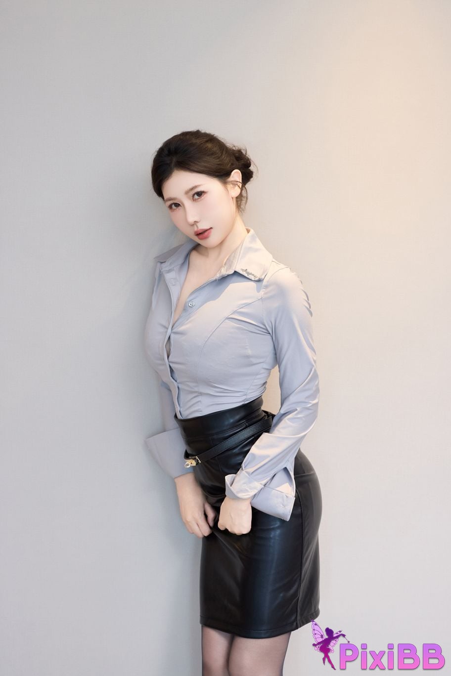 No watermark for in app purchases Yin Tian Tiantian sunny XIUREN model OL leather skirt PixiBB.COM 014