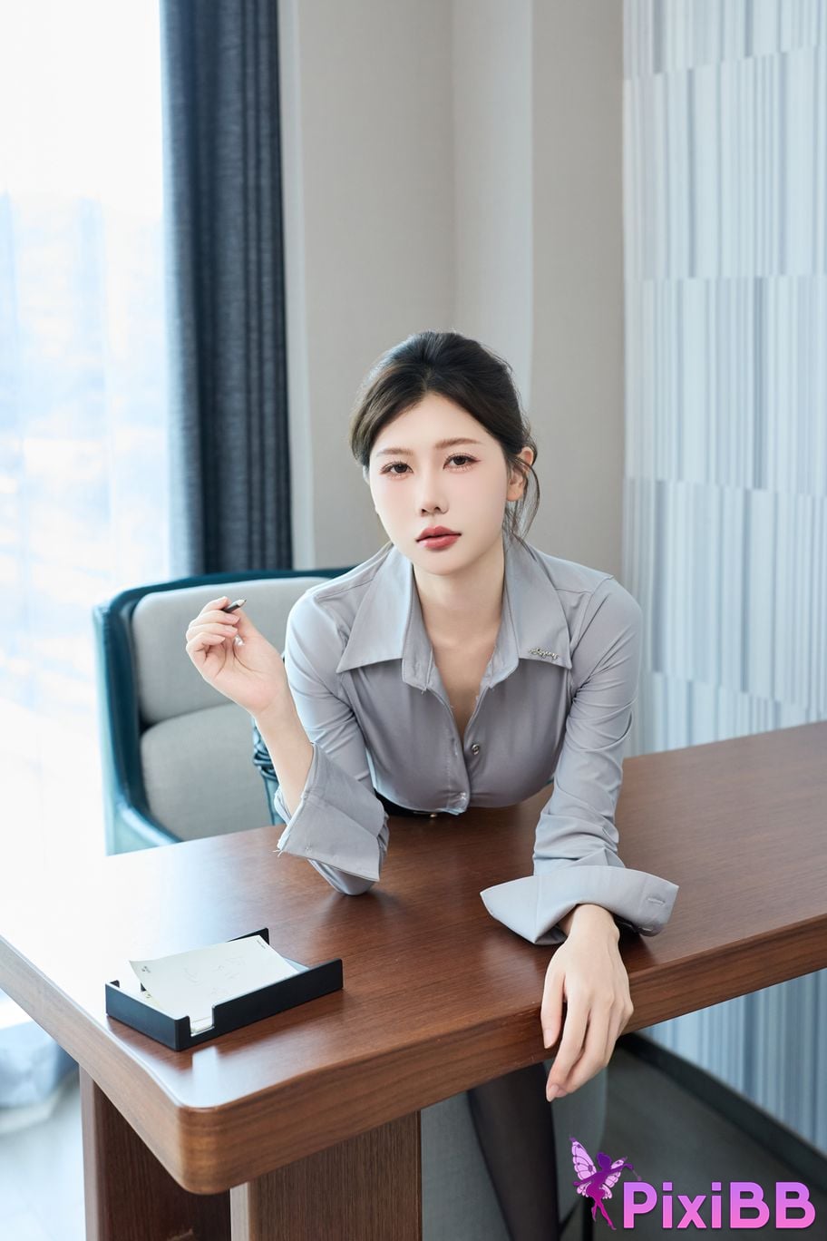 No watermark for in app purchases Yin Tian Tiantian sunny XIUREN model OL leather skirt PixiBB.COM 022