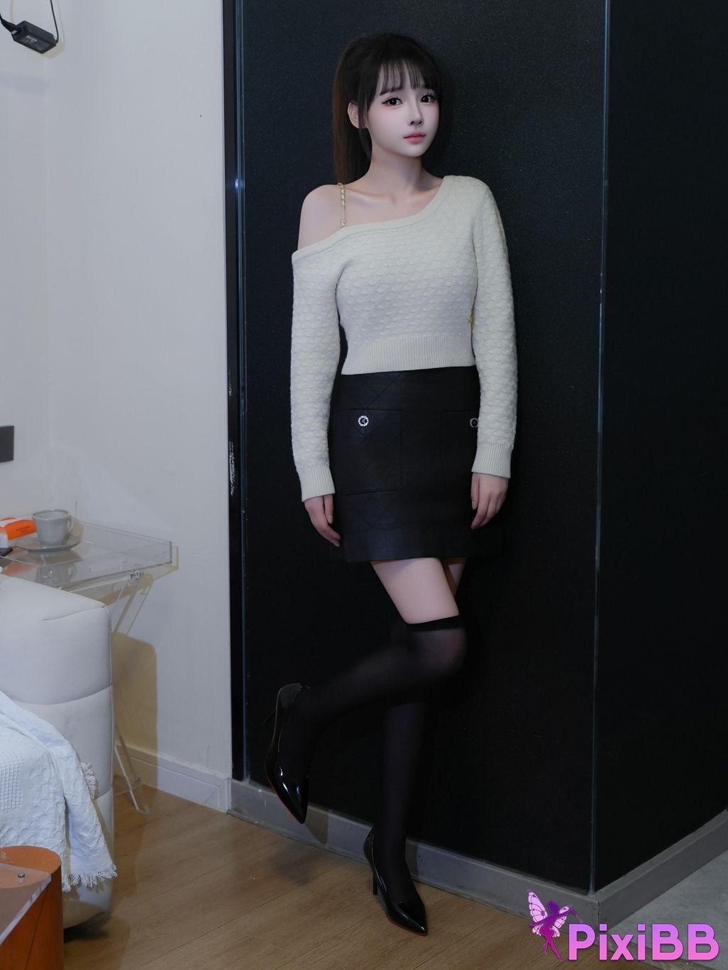 XR Uncensored Shen Mier R18 XIUREN model black and white life PixiBB.COM 012